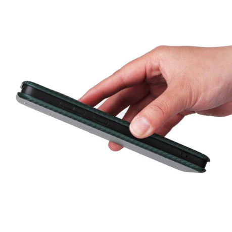 Чохол-книжка Carbon Fiber Texture на OnePlus 13R/Ace 5/Ace 5 Pro - зелений