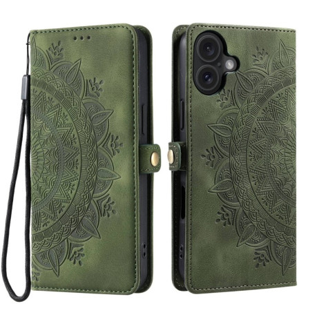 Чохол-книжка Totem Embossed Magnetic Leather для iPhone 16 - зелений