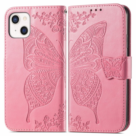 Чехол-книжка Butterfly Love Flower Embossed на iPhone 14/13 - розовый