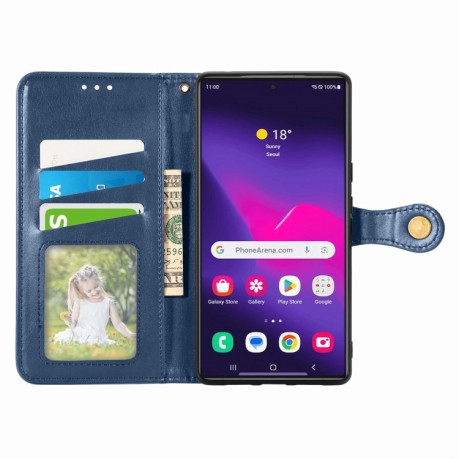 Чехол-книжка Retro Solid Color на Samsung Galaxy S25+ 5G - синий