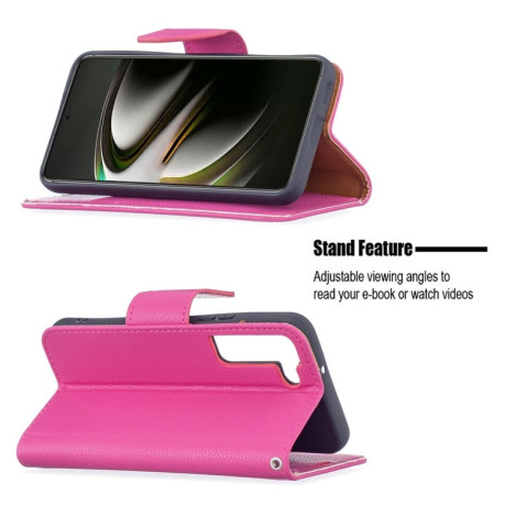 Чохол-книжка Litchi Texture Pure Color Samsung Galaxy S22 5G - пурпурно-червоний