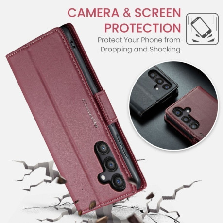 Чехол-книжка CaseMe 023 Butterfly Buckle Litchi Texture RFID Anti-theft Leather для Samsung Galaxy S24 FE 5G - красный