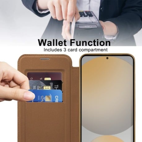 Чохол-книжка Shield MagSafe RFID Anti-theft Leather для Samsung Galaxy S24 FE 5G - коричневий