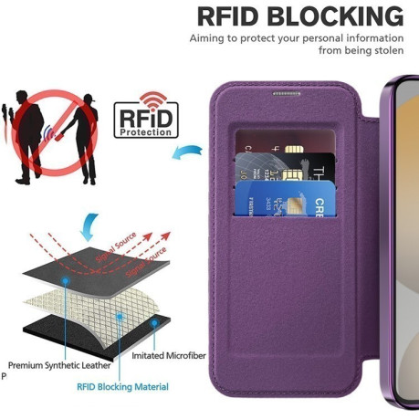 Чохол-книжка Shield MagSafe RFID Anti-theft Leather для Samsung Galaxy S24 FE 5G - фіолетовий