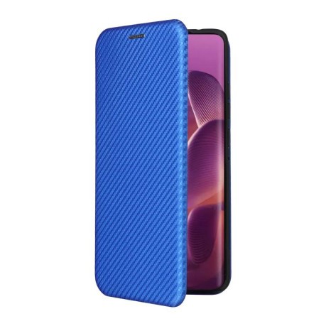 Чехол-книжка Carbon Fiber Texture на Motorola Edge 60 Pro - синій