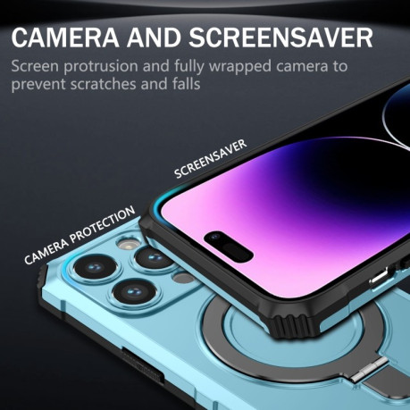 Противоударный чехол MagSafe Magnetic Holder для iPhone 14 Pro Max - голубой