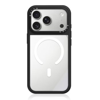 Чохол Escase з силіконовою рамкою, прозорою спинкою і магнітом на iPhone 18 Pro Max — чорний