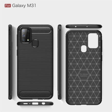 Чехол Brushed Texture Carbon Fiber на Samsung Galaxy М31 - черный