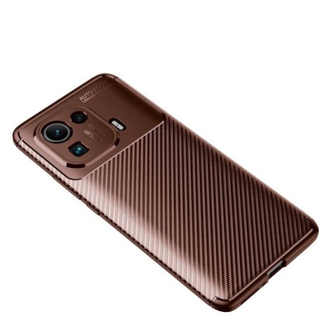 Ударозащитный чехол HMC Carbon Fiber Texture на Xiaomi Mi 11 Pro - коричневый