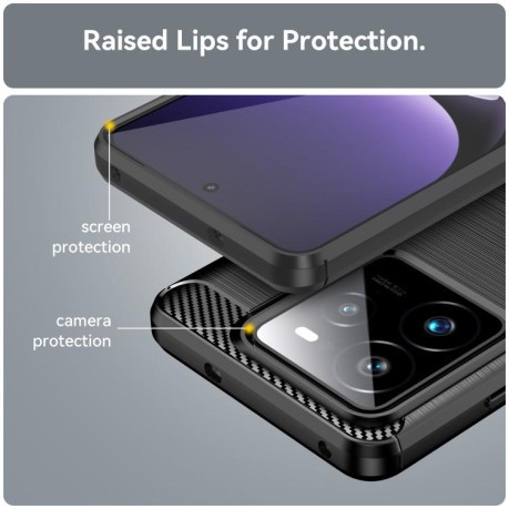 Протиударний чохол Brushed Texture Carbon Fiber на Realme GT 7 Pro 5G - чорний