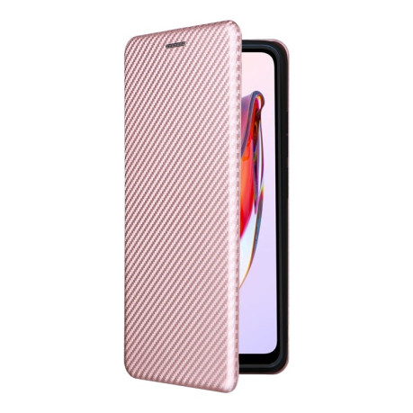Чохол-книжка Carbon Fiber Texture на Xiaomi Redmi Poco C55/Redmi 12C/11A- рожевий
