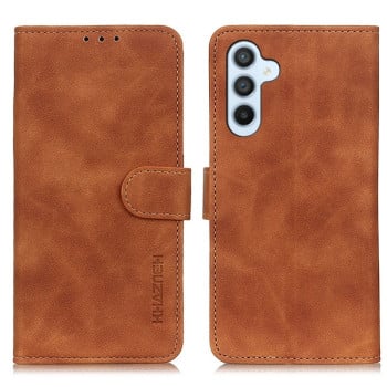 Чохол-книжка KHAZNEH з матовою фактурою Cowhide та магнітним хлястиком на Samsung Galaxy M35 5G - коричневий