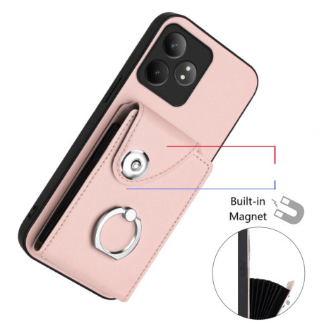 Противоударный чехол Organ Card Bag Ring Holde для Realme GT Neo6 / GT 6T 5G - розовый