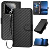 Чехол-книжка Carbon Fiber Texture на Realme GT7 Pro - черный