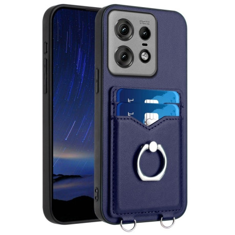 Протиударний чохол R20 Ring Card Holder для Motorola Edge 50 Pro 5G - синій