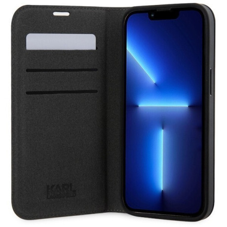 Оригінальний чохол-книжка Karl Lagerfeld Saffiano Monogram для iPhone 14 Pro Max - black
