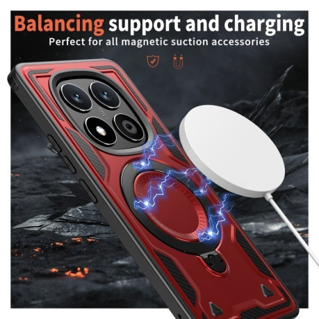Протиударний чохол MagSafe Holder Armor PC Hybrid для Xiaomi Redmi Note 14 Pro 5G/Poco X7 - червоний
