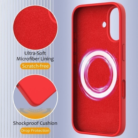 Силиконовый чехол Shockproof Silicone Magsafe для iPhone 16 Plus - красный