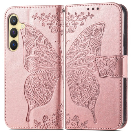 Чехол-книжка Butterfly Love Flower Embossed для Samsung Galaxy S24+ - розовое золото