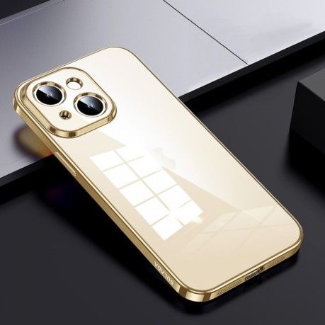 Чехол SULADA Shine Through Series Plating TPU на iPhone 15 Plus - золотой