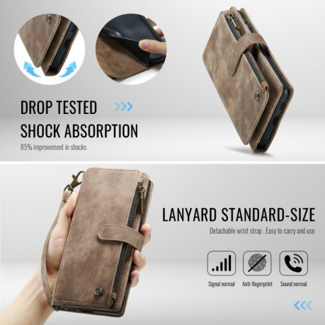 Чохол-гаманець CaseMe-C30 для Samsung Galaxy S25+ 5G - коричневий