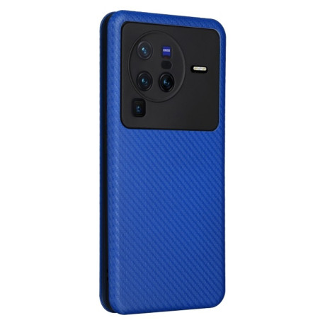 Чохол-книжка Carbon Fiber Texture на Vivo X80 Pro 5G - синій