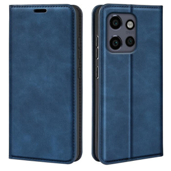 Чехол-книжка в стиле Retro мягкое покрытие Skin Feel деловой дизайн на Motorola Moto Edge 50 Neo 5G - синий