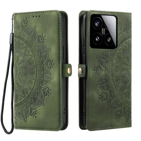 Чехол-книжка Totem Embossed Magnetic Leather для Xiaomi 15 - зеленый