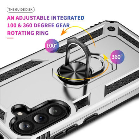 Противоударный чехол HMC 360 Degree Rotating Holder на Samsung Galaxy A36 5G - серебристый