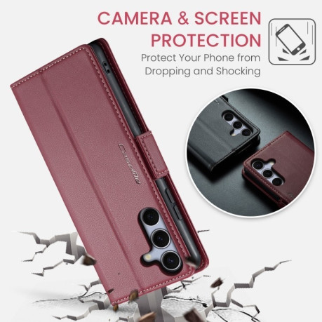 Чехол-книжка CaseMe 023 Butterfly Buckle Litchi Texture RFID Anti-theft Leather для Samsung Galaxy S25+ 5G - красный