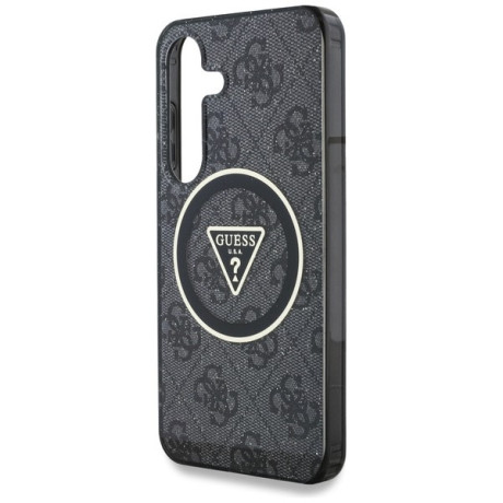 Оригинальный чехол Guess 4G Glitter Triangle Buttons MagSafe для Samsung Galaxy S25 - black