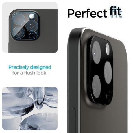 Комплект защитных стекол на камеру Spigen Optik.tR Camera Protector 2 pcs. для  iPhone 14 Pro / Pro Max / 15 Pro / Pro Max / 16 Pro / Pro Max - Black