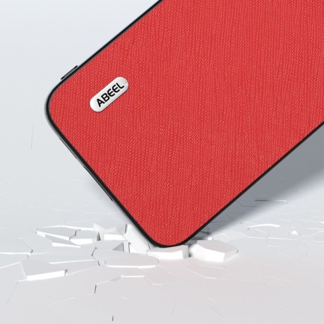 Противоударный чехол ABEEL Genuine Leather  Cross Texture для Samsung Galaxy S23 FE 5G - красный