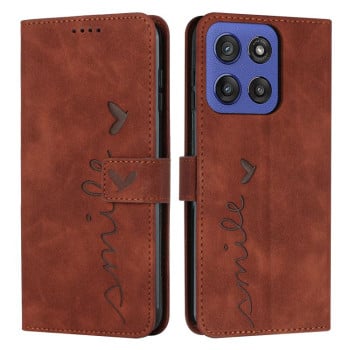 Чехол-книжка в стиле Retro мягкое покрытие Skin Feel серия Amile на Motorola Edge 60 Fusion - коричневый