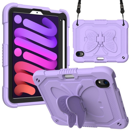 Противоударный чехол Butterfly Pure Color для iPad mini 6 - фиолетовый