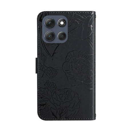Чехол-книжка Embossed Butterfly для Motorola Moto G56 5G - чорний