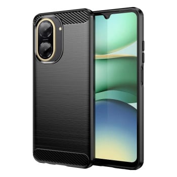 Противоударный чехол Brushed Texture Carbon Fiber на Xiaomi Redmi A5 4G 171.7mm / Poco C71 - черный