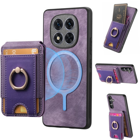 Противоударный чехол Retro Splitable Magnetic Card для Xiaomi Redmi Note 14 Pro+ 5G - фиолетовый
