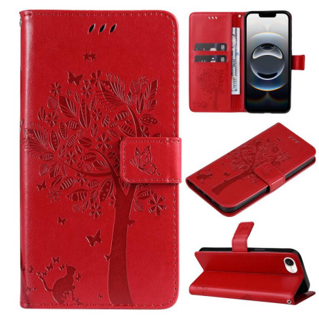 Чехол-книжка Happy Cat Pattern для iPhone 16e - красный