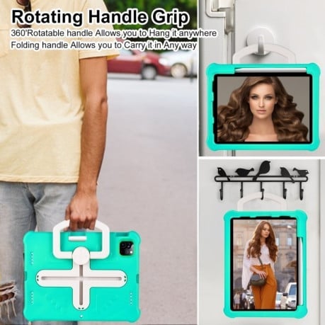 Противоударный чехол Shield 360 Rotation Handle EVA Shockproof для iPad Pro 11 2024 - мята