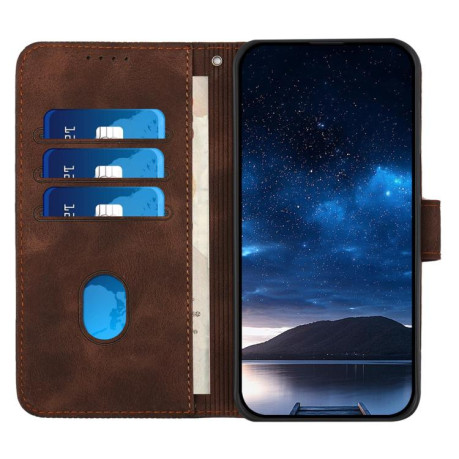 Чохол-книжка Grid Stitching Leather Phone Case with Lanyard для Motorola Moto G05 - кавовий