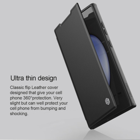 Чохол-книжка Nillkin Qin Prop Series Flip Camera Cover Design Leather Series на Samsung Galaxy S24+ 5G - коричневий