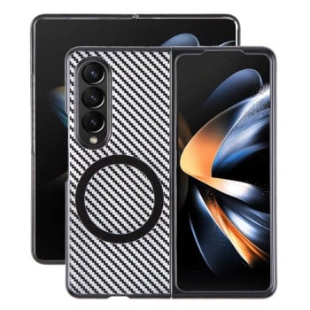 Противоударный чехол 6D Plated Carbon Fiber Clear Magsafe PC на  Samsung Galaxy  Fold 6 - чёрный