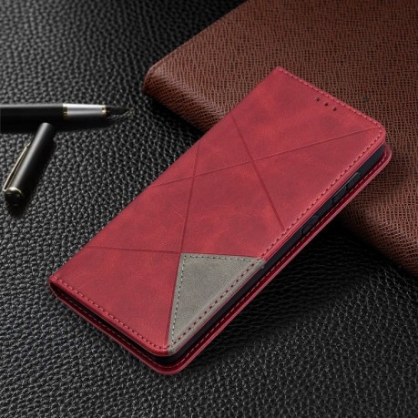 Чехол-книжка Rhombus Texture на Samsung Galaxy S21 Plus - красный