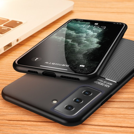 Протиударний чохол Tilt Strip Grain на Samsung Galaxy S21 FE - чорний