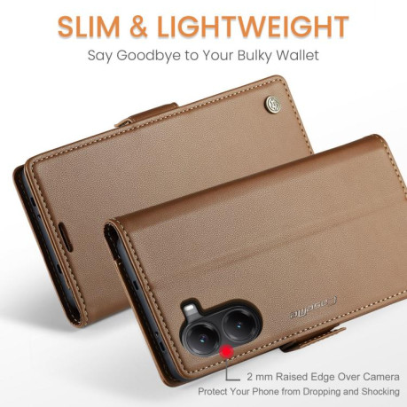 Чехол-книжка CaseMe 023 Butterfly Buckle Litchi Texture RFID Anti-theft Leather для Xiaomi Poco X7 Pro - коричневый