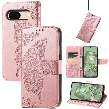 Чохол-книжка Butterfly Love Flower Embossed для Google Pixel 8a - рожеве золото