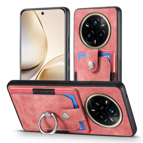 Чехол Retro Skin-feel Ring Card Wallet для 13+/13 Pro/13 Pro+ - розовый