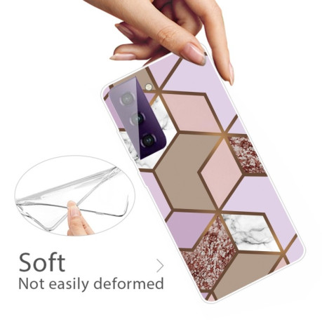 Противоударный чехол Marble Pattern для Samsung Galaxy S21 Plus - Rhombus Orange Purple