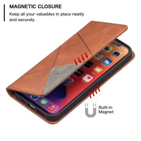 Чехол-книжка Rhombus Texture для iPhone 14/13 - коричневый